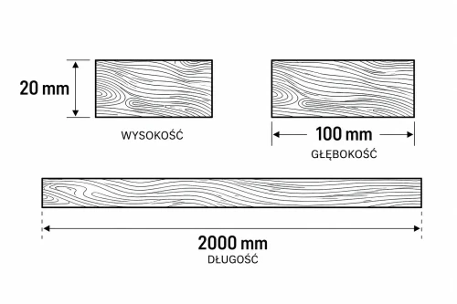 KANTÓWKA PROSTOKĄTNA SOSNA 20x100mmx200cm