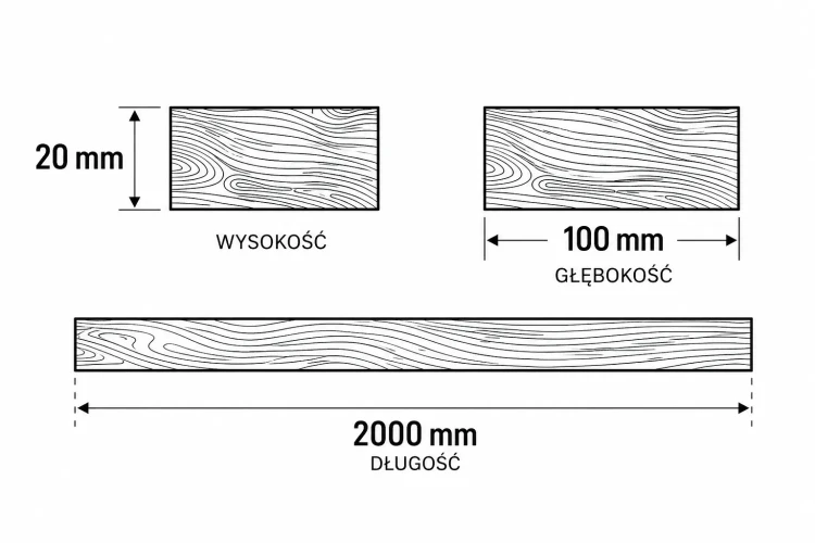 KANTÓWKA PROSTOKĄTNA SOSNA 20x100mmx200cm