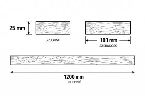 PÓŁKA SOSNA NATURALNA SĘCZNA 25x100(mm)x120(cm)