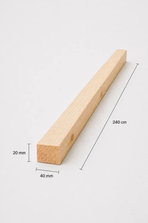 KANTÓWKA PROSTOKĄTNA SOSNA 20x40(mm)x240(cm)