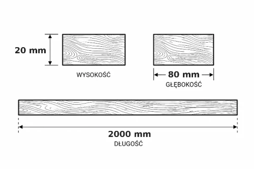 KANTÓWKA PROSTOKĄTNA SOSNA 2 x 8 mm x 200cm
